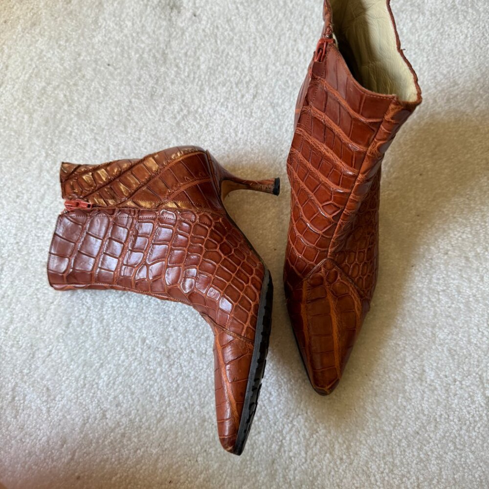 TITTI DELL’ ACQUA Milano Genuine ALLIGATOR LEATHER ankle boots